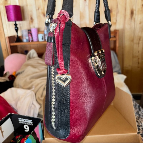 Brighton “Ali” Dovima Fashionista Burgundy and Black Shoulder Bag - Picture 5 of 13
